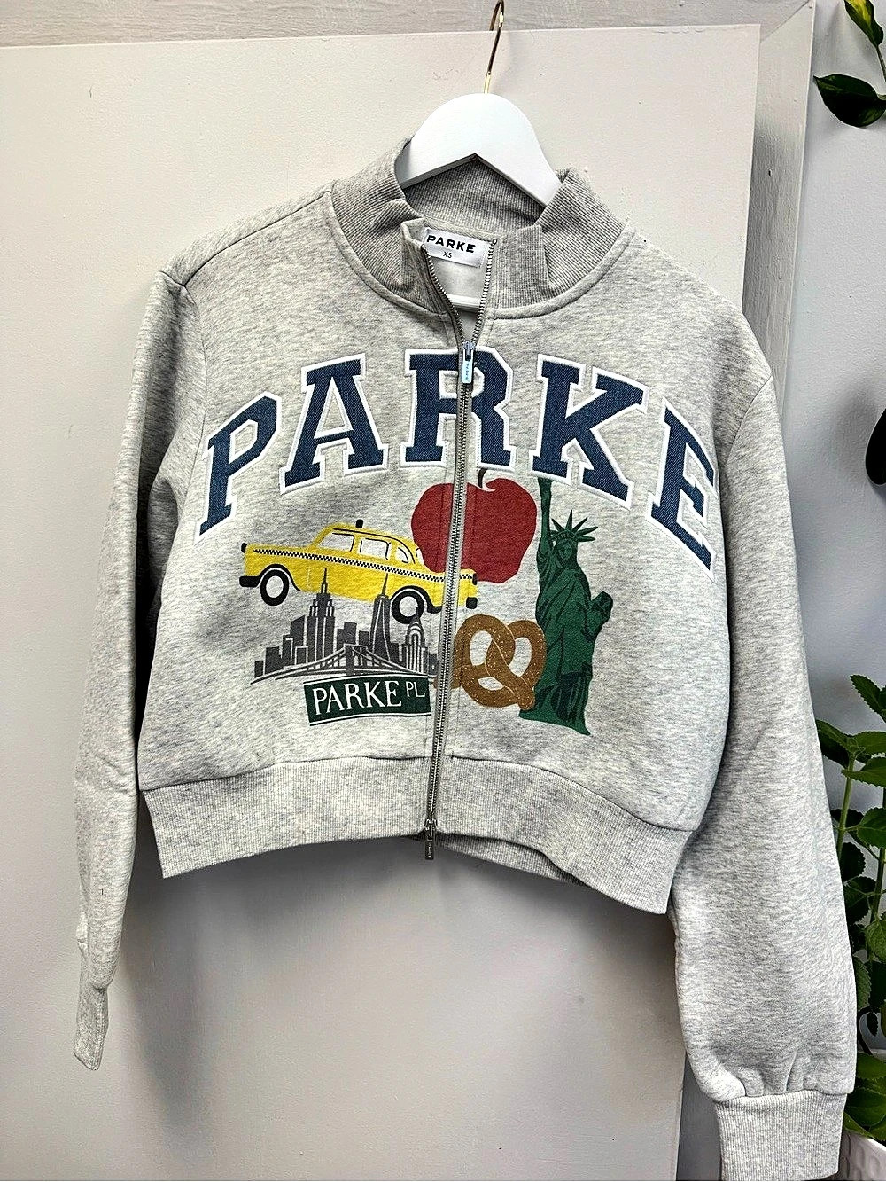PARKE NYC Exclusive Graphic Zip-Up Jacket Varsity Jacket XS NWT